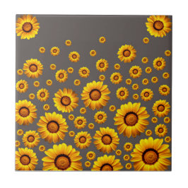 Beautiful yellow flowers on gray background fliese