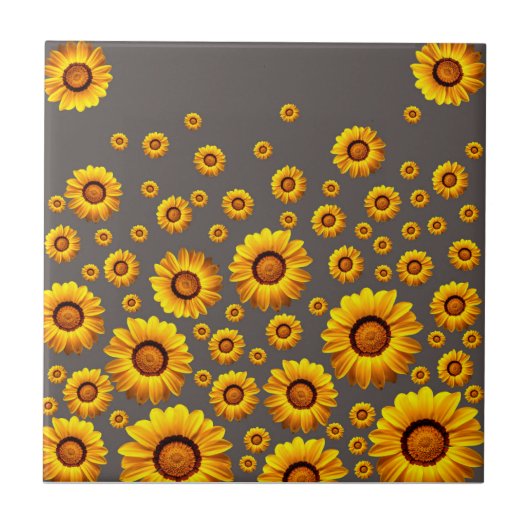 Beautiful yellow flowers on gray background fliese (Vorderseite)