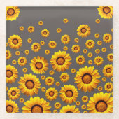 Beautiful yellow flowers on gray background glasuntersetzer (Vorderseite)