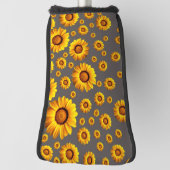 Beautiful yellow flowers on gray background golf headcover (Rotieren 90)