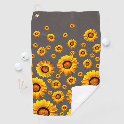 Beautiful yellow flowers on gray background golfhandtuch (Insitu)
