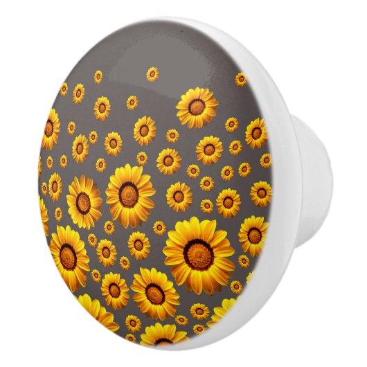 Beautiful yellow flowers on gray background keramikknauf (Rechts)