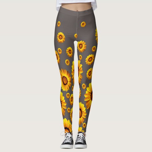 Beautiful yellow flowers on gray background leggings (Vorderseite)