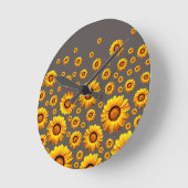 Beautiful yellow flowers on gray background runde wanduhr (Winkel)