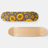 Beautiful yellow flowers on gray background skateboard (Horizontal)