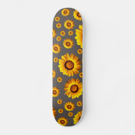 Beautiful yellow flowers on gray background skateboard