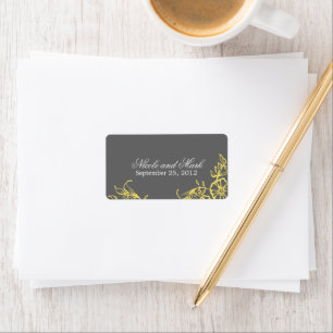 Beautiful Yellow & Gray Gastgeschenk Hochzeit Labe Adressaufkleber