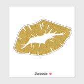 Beautiful Yellow Lipstick Kiss Isolated Aufkleber (Blatt)