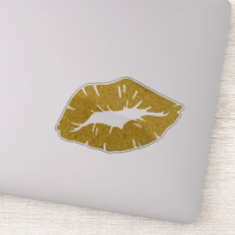 Beautiful Yellow Lipstick Kiss Isolated Aufkleber