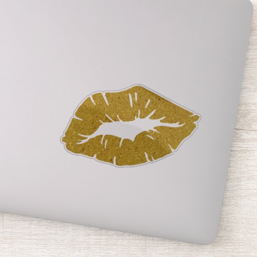Beautiful Yellow Lipstick Kiss Isolated Aufkleber (Detail)