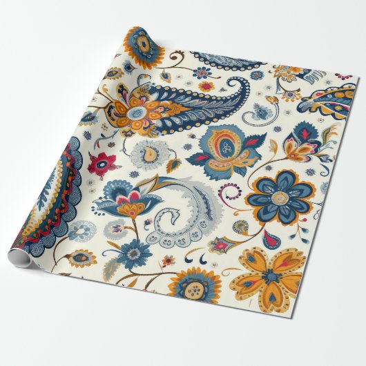 Beautiful Yellow Paisley Pattern Geschenkpapier (Ungerollt)