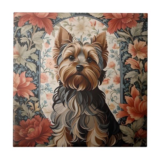 Beautiful Yorkie | Yorkshire Terrier Portrait Fliese (Vorderseite)