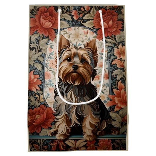 Beautiful Yorkie | Yorkshire Terrier Portrait Mittlere Geschenktüte (Rückseite)