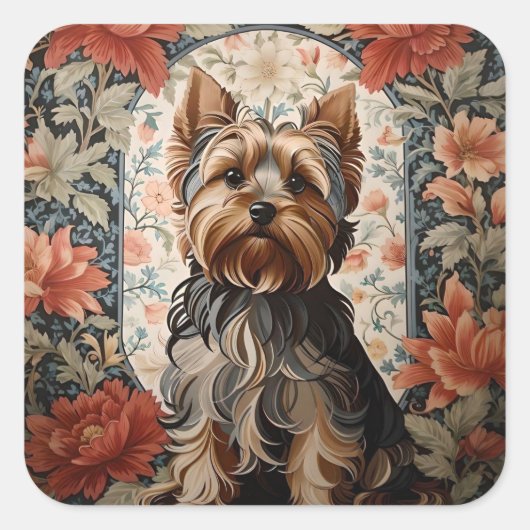 Beautiful Yorkie | Yorkshire Terrier Portrait Quadratischer Aufkleber (Vorderseite)