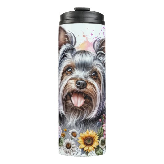 Beautiful Yorkshire Terrier Dog Thermosbecher (Vorderseite)