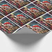 Beautiful Yorkshire Terrier mit Weihnachtsmannmütz Geschenkpapier (Ecke)