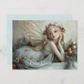 Beautiful Young Christmas Fairy Gold Wings Postkarte (Vorne/Hinten)