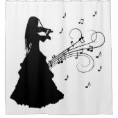 Beautiful Young Sinti und Roma Girl Plays Violin Duschvorhang (Vorderseite)