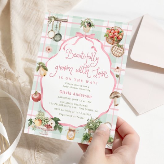 Beautigend gepflegt mit Liebe Girl Babydusche Einladung