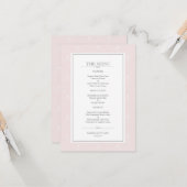 Beautiul Pastel Pink Wedding Menü Art Deco (Vorderseite/Rückseite Beispiel)