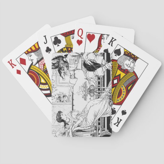 Beauty and the Beast, 1874 (litho) (b/w Foto) Spielkarten (Rückseite)