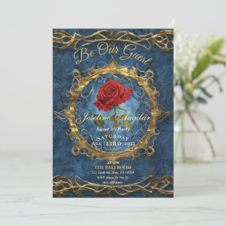 Beauty and the Beast Rose Anpassbares Foto süß Einladung