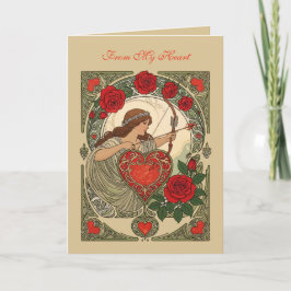 Beauty and the Wound Vintage Art Nouveau Romance Karte