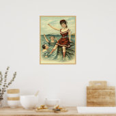 Beauty Bade 1908 Postkarte Poster (Küche)