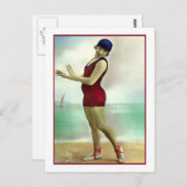 Beauty baden im Anzug Cranberry Postkarte (Vorne/Hinten)