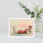 Beauty Baden in orangefarbenem Anzug Postkarte (Stehend Vorderseite)