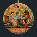 Beauty Beast Classic Fairy Tale Zeichen Keramik Ornament<br><div class="desc">Schönheit und die Märchen der Bestie Classic - Dieses farbenfrohe Bild basiert auf einer antiken Schönheit und der Bistschrift von Walter Crane aus dem Jahr 1874. Die Schönheit und das Tier stehen sich am eleganten Abendtisch gegenüber.</div>
