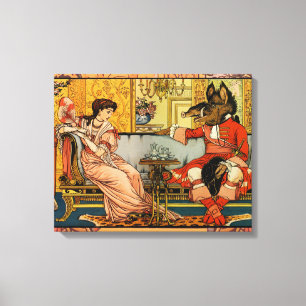 Beauty Beast Classic Fairy Tale Zeichen Leinwanddruck