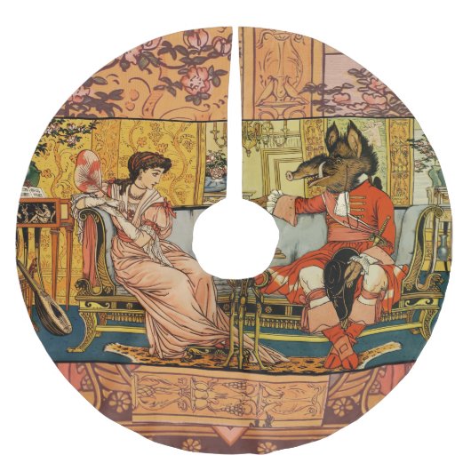 Beauty Beast Classic Fairy Tale Zeichen Polyester Weihnachtsbaumdecke (Vorderseite)