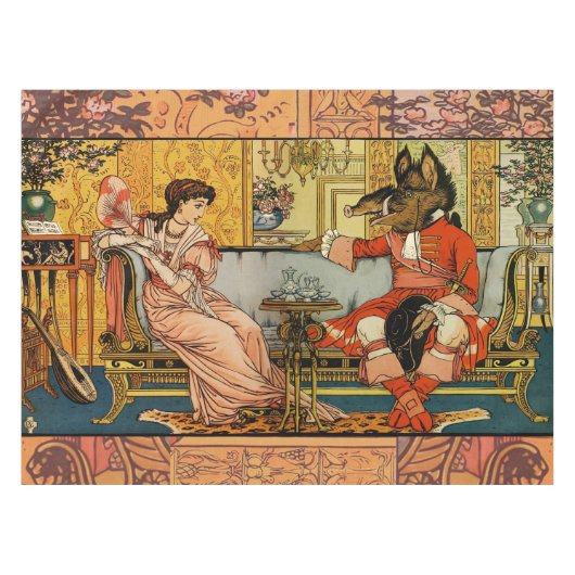 Beauty Beast Classic Fairy Tale Zeichen Tischdecke (Vorderseite (Horizontal))