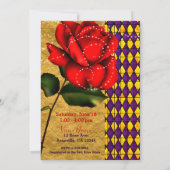 Beauty & Beast Rote Sparkle Rose Brautparty Einladung (Rückseite)