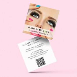 Beauty Beruflich Hair Makeup QR Code Foto Quadratische Visitenkarte