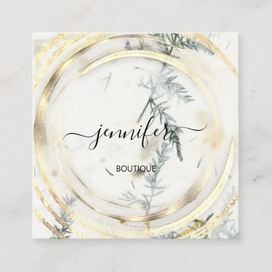 Beauty Bio Bio Shop Gold QRCode Logo Seife Quadratische Visitenkarte (Vorderseite)