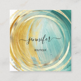 Beauty Bio Bio Shop QR Logo Seife Grün Gold Quadratische Visitenkarte