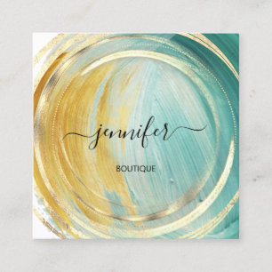 Beauty Bio Bio Shop QR Logo Seife Grün Gold Quadratische Visitenkarte