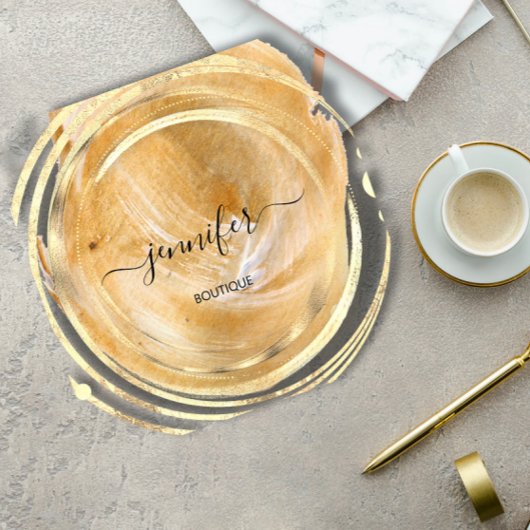 Beauty Bio Shop QR Logo White Gold Paint Quadratische Visitenkarte