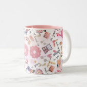 Beauty Bliss Makeup Muster Keramik Tasse (VorderseiteRechts)