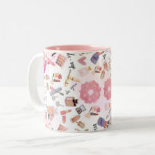 Beauty Bliss Makeup Muster Keramik Tasse (Vorderseite Links)