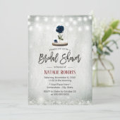 Beauty Blue Rose Dome Winter Floral Brautparty Einladung (Stehend Vorderseite)