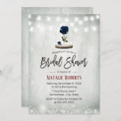 Beauty Blue Rose Dome Winter Floral Brautparty Einladung (Vorne/Hinten)