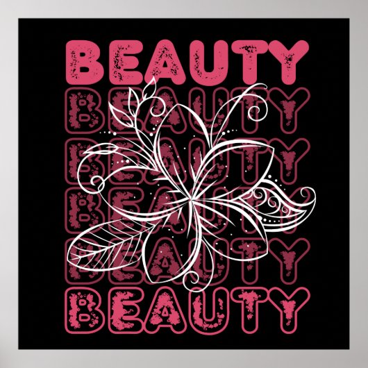 Beauty Blume Line Art Typografie Poster (Vorne)