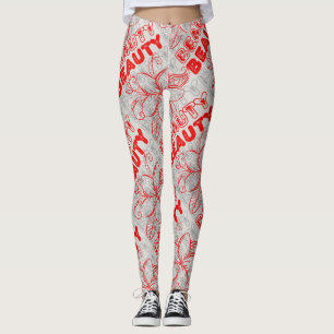 Beauty Blume Line Art Typografy Design Leggings