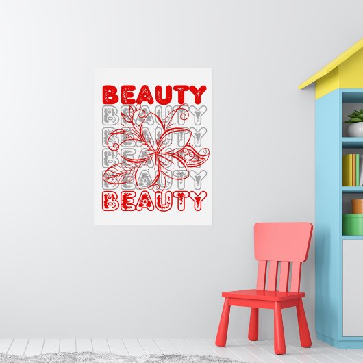 Beauty Blume Line Art Typografy Design Poster (Kinderzimmer 1)