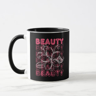 Beauty Blume Line Art Typografy Design Tasse