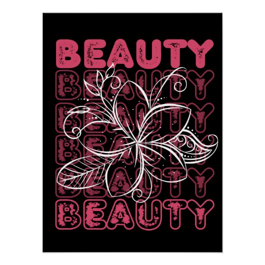 Beauty Blume Line Art Typografy Poster (Vorderseite)