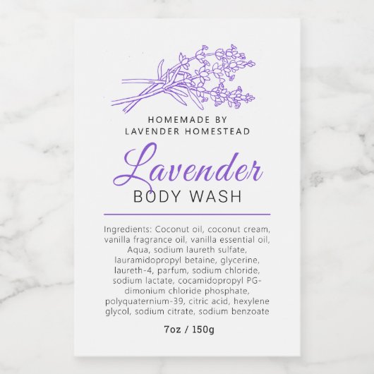 Beauty Body Waschlabel Lavendel oder Sonderanferti Weinetikett (Einzelnes Label)